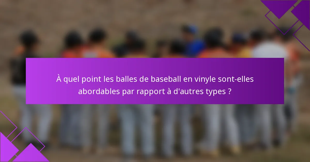 À quel point les balles de baseball en vinyle sont-elles abordables par rapport à d'autres types ?