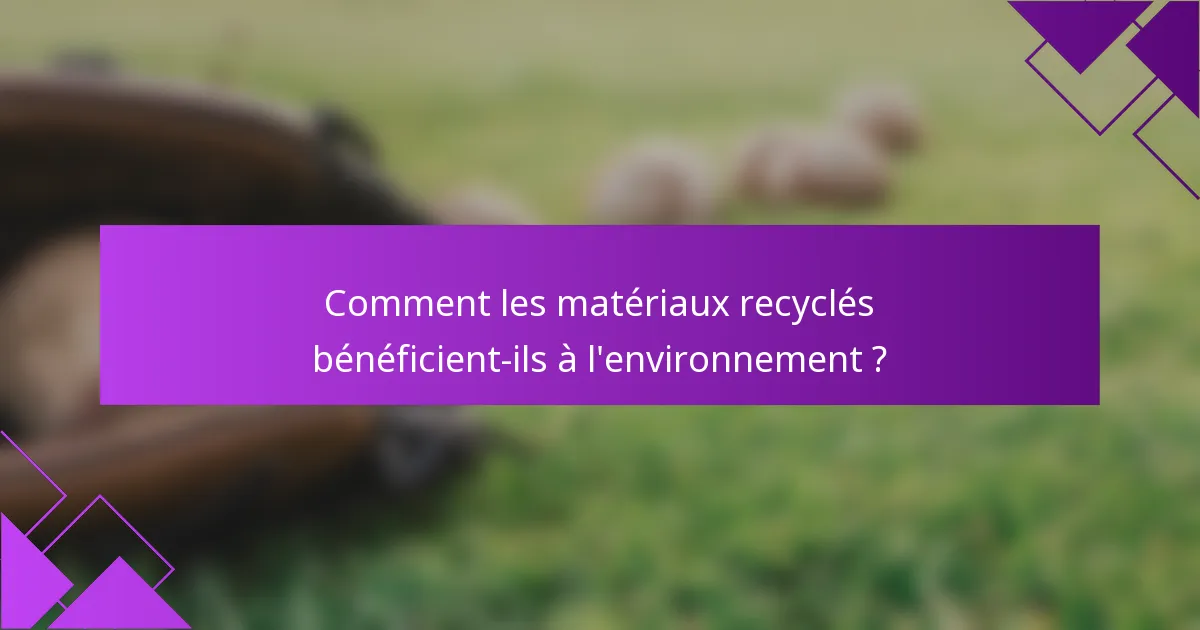 Comment les matériaux recyclés bénéficient-ils à l'environnement ?