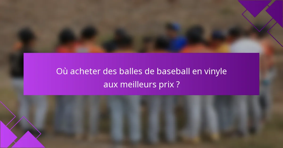 Où acheter des balles de baseball en vinyle aux meilleurs prix ?
