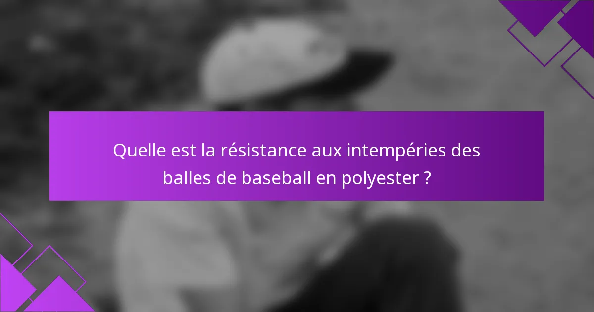 Quelle est la résistance aux intempéries des balles de baseball en polyester ?