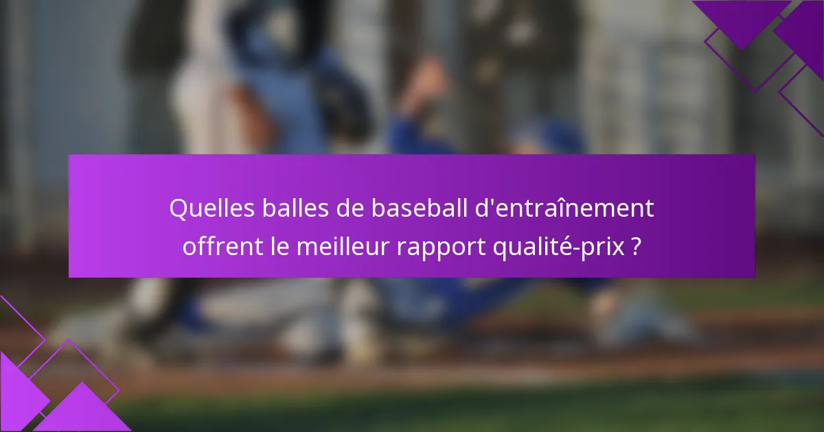 Quelles balles de baseball d'entraînement offrent le meilleur rapport qualité-prix ?