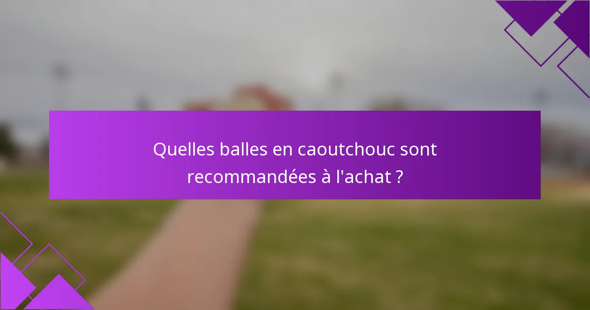 Quelles balles en caoutchouc sont recommandées à l'achat ?
