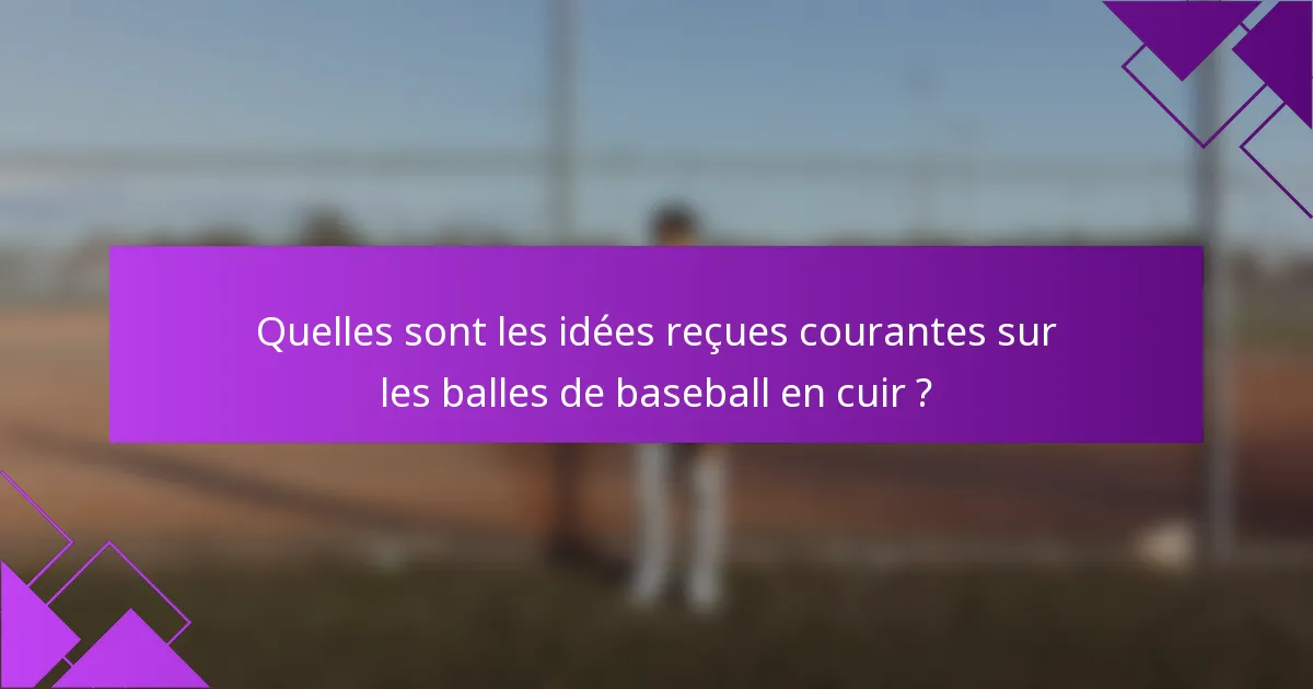 Quelles sont les idées reçues courantes sur les balles de baseball en cuir ?